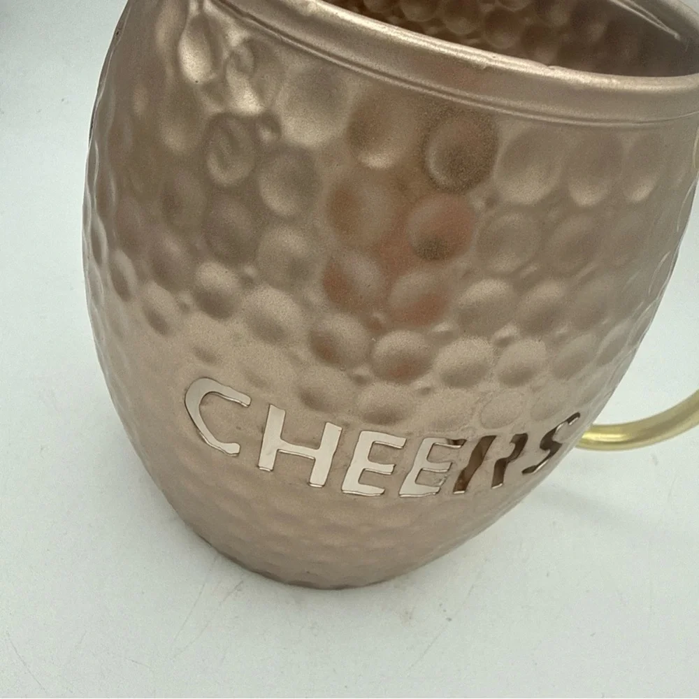 Pink Zebra hammered Copper Cheers cutout Mug Accent warmer Shade W/ Handle